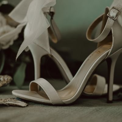 White Floral High Heels