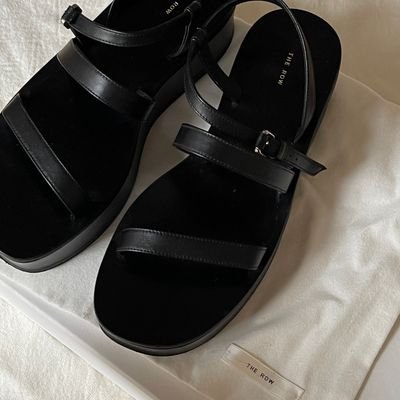 Black Strappy Flat Sandals